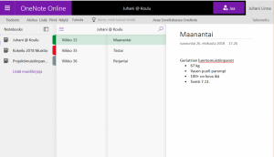 The main user interface of OneNote.