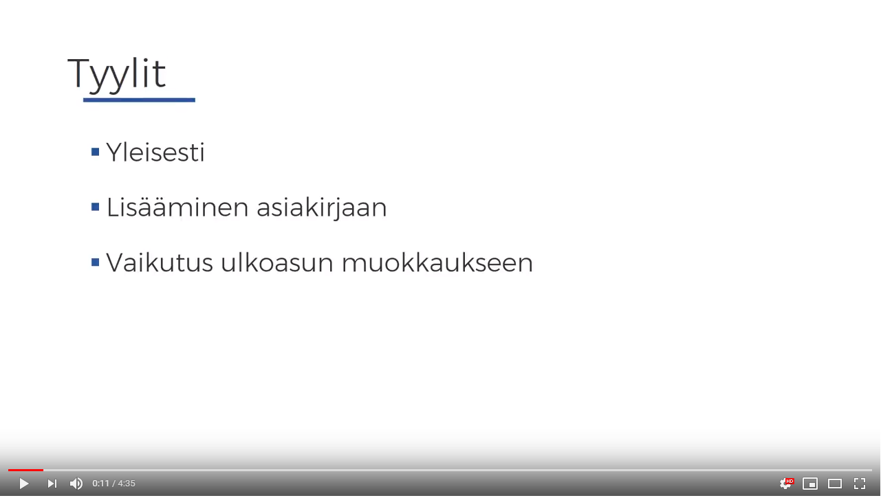 Kurssitalon video tyyleistä Wordissa (4:35)